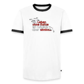Ein Leben ohne Katze ist möglich aber sinnlos… - Männer Kontrast-T-Shirt - Weiß/Schwarz - Vorne - AI Model Female 172 light (172cm) & AI Model Male 178 dark (178cm)