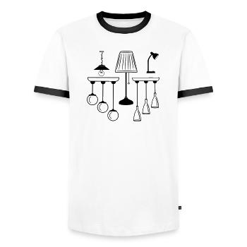 Sammlung von Lampen und Beleuchtung - Männer Kontrast-T-Shirt - Weiß/Schwarz - Vorne - AI Model Female 172 light (172cm) & AI Model Male 178 dark (178cm)
