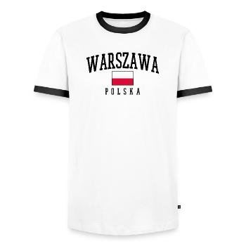 Warsaw - Warszawa - Men's Ringer Shirt - white/black - Front - AI Model Female 172 light (172cm) & AI Model Male 178 dark (178cm)