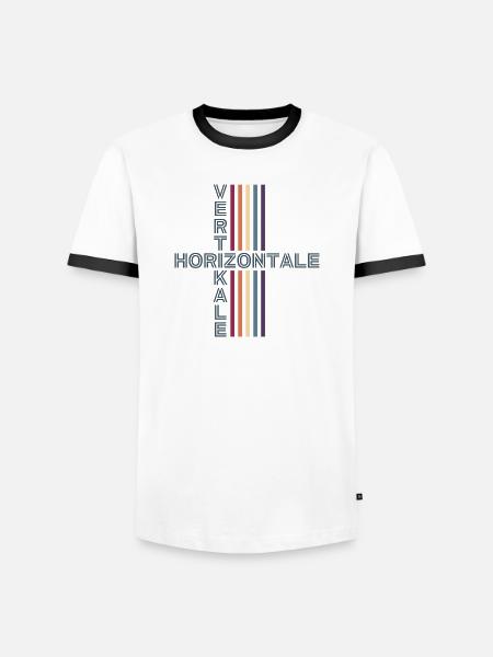 Vaakasuora pystysuora retro vintage - Miesten kontrastipaita - valkoinen/musta