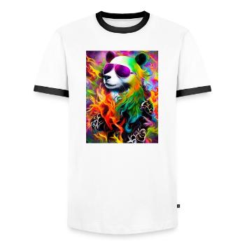 Regenbogen Panda Sonnenbrille - Männer Kontrast-T-Shirt - Weiß/Schwarz - Vorne - AI Model Female 172 light (172cm) & AI Model Male 178 dark (178cm)