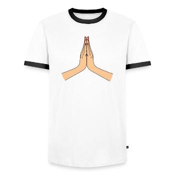 Namasté danke - Männer Kontrast-T-Shirt - Weiß/Schwarz - Vorne - AI Model Female 172 light (172cm) & AI Model Male 178 dark (178cm)