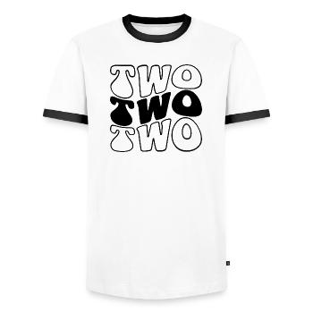 Deux enfants 2e anniversaire garçons filles 2 ans - T-shirt contrasté Homme - blanc/noir - Devant - AI Model Female 172 light (172cm) & AI Model Male 178 dark (178cm)
