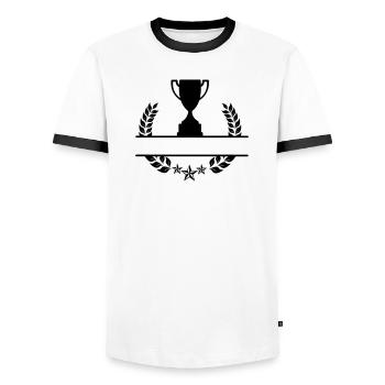 Laurel wreath monogram cup - Men's Ringer Shirt - white/black - Front - AI Model Female 172 light (172cm) & AI Model Male 178 dark (178cm)