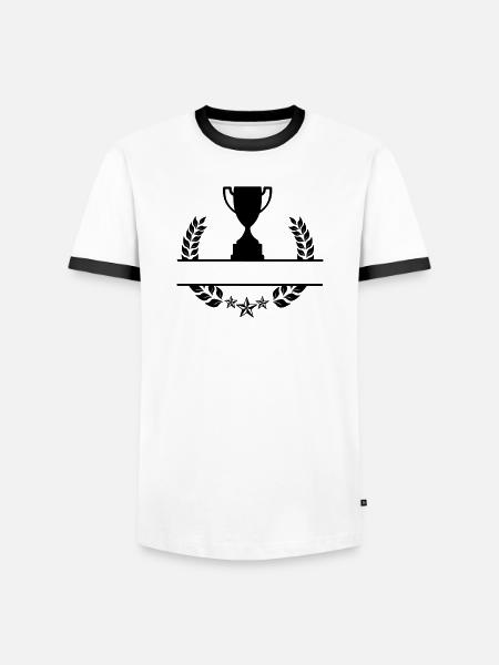 Lorbeerkranz-Monogramm-Becher - Männer Kontrast-T-Shirt - Weiß/Schwarz