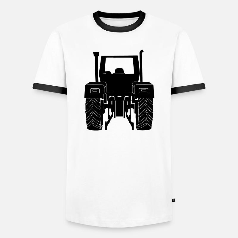 Ackerschlepper hinten - Männer Kontrast-T-Shirt - Weiß/Schwarz