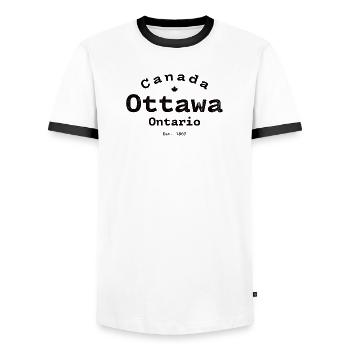 Ottawa 1867 Emblem Vintage - Men's Ringer Shirt - white/black - Front - AI Model Female 172 light (172cm) & AI Model Male 178 dark (178cm)