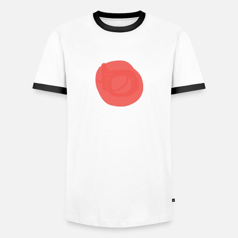 Red dot - Men's Ringer Shirt - white/black