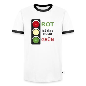 Ampel rot ist das neue Grün - Männer Kontrast-T-Shirt - Weiß/Schwarz - Vorne - AI Model Female 172 light (172cm) & AI Model Male 178 dark (178cm)