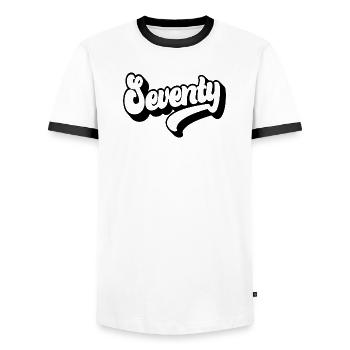 Seventy 70th Birthday Men Women 70 Years Old - Men's Ringer Shirt - white/black - Front - AI Model Female 172 light (172cm) & AI Model Male 178 dark (178cm)