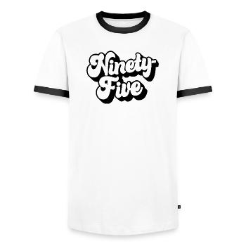 Quatre-vingt-quinze 95e anniversaire Hommes Femmes 95 ans - T-shirt contrasté Homme - blanc/noir - Devant - AI Model Female 172 light (172cm) & AI Model Male 178 dark (178cm)