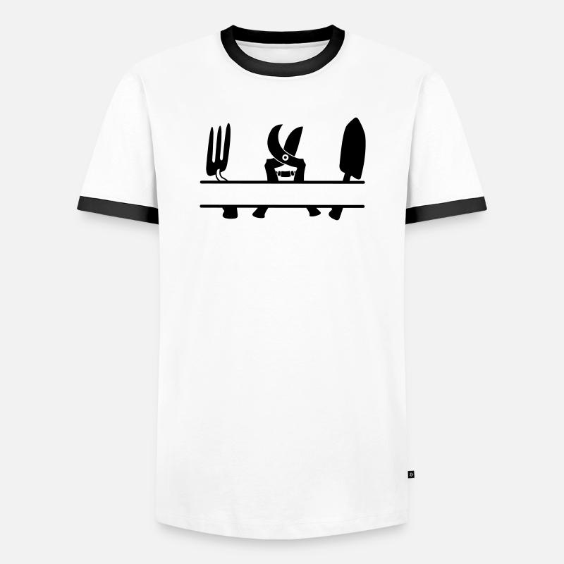Gartengärtner Werkzeug Textbanner - Männer Kontrast-T-Shirt - Weiß/Schwarz