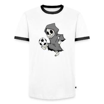 Grim Reaper joue au football - T-shirt contrasté Homme - blanc/noir - Devant - AI Model Female 172 light (172cm) & AI Model Male 178 dark (178cm)