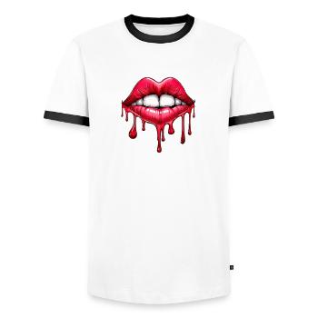 Lèvres - T-shirt contrasté Homme - blanc/noir - Devant - AI Model Female 172 light (172cm) & AI Model Male 178 dark (178cm)