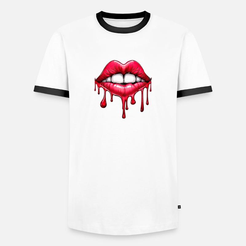Lips - Men's Ringer Shirt - white/black