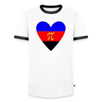 Polyamorie Pride Herzdesign - Männer Kontrast-T-Shirt - Weiß/Schwarz - Vorne - AI Model Female 172 light (172cm) & AI Model Male 178 dark (178cm)