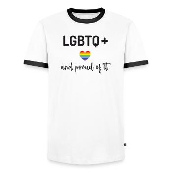 Mois de la fierté - LGBTQ+ et fiers de l’être - T-shirt contrasté Homme - blanc/noir - Devant - AI Model Female 172 light (172cm) & AI Model Male 178 dark (178cm)