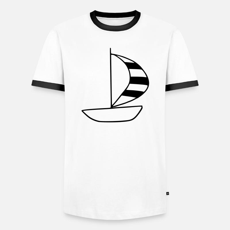 Segelboot - Männer Kontrast-T-Shirt - Weiß/Schwarz