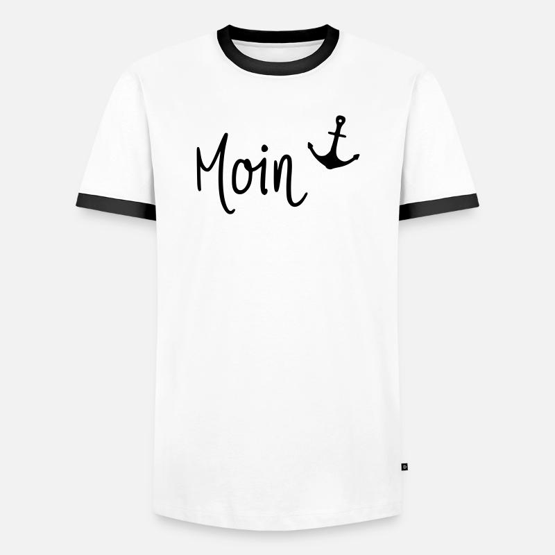 Moin mit Anker - Männer Kontrast-T-Shirt - Weiß/Schwarz