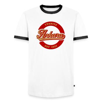 Ankara Vintage Logo Est 1923 - T-shirt contrasté Homme - blanc/noir - Devant - AI Model Female 172 light (172cm) & AI Model Male 178 dark (178cm)