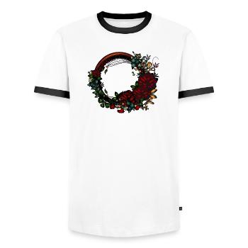 dark frame rose garden in Art Nouveau look - Men's Ringer Shirt - white/black - Front - AI Model Female 172 light (172cm) & AI Model Male 178 dark (178cm)