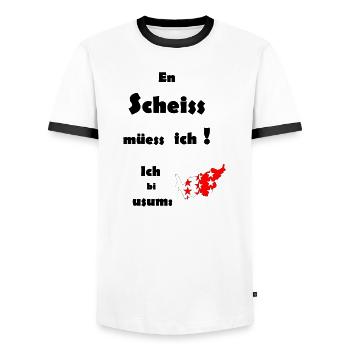 Sternenrote Inselkarte / Wallis - Männer Kontrast-T-Shirt - Weiß/Schwarz - Vorne - AI Model Female 172 light (172cm) & AI Model Male 178 dark (178cm)