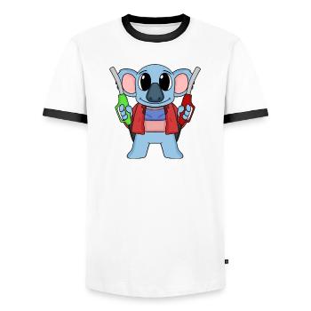 Tankwart Koala Tankstelle - Männer Kontrast-T-Shirt - Weiß/Schwarz - Vorne - AI Model Female 172 light (172cm) & AI Model Male 178 dark (178cm)