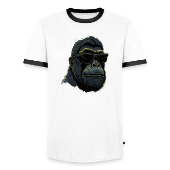 Gorilla with sunglasses - Men's Ringer Shirt - white/black - Front - AI Model Female 172 light (172cm) & AI Model Male 178 dark (178cm)