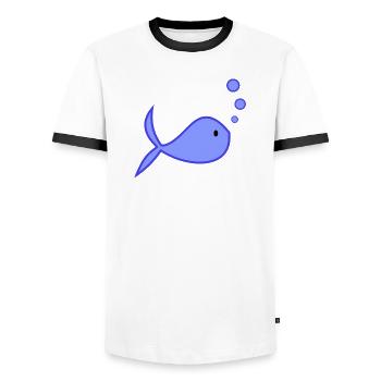 FISH. APRIL FOOL. HOLIDAY. SUMMER. HUMOR - Men's Ringer Shirt - white/black - Front - AI Model Female 172 light (172cm) & AI Model Male 178 dark (178cm)
