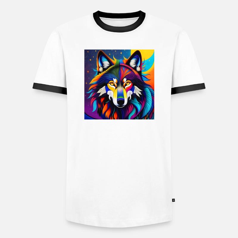 Wolf - Men's Ringer Shirt - white/black