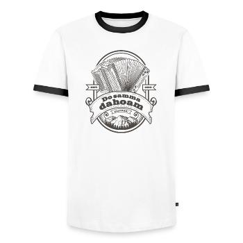 Ziach Vintage Label - Do samma dahoam | ZiachON! - Männer Kontrast-T-Shirt - Weiß/Schwarz - Vorne - AI Model Female 172 light (172cm) & AI Model Male 178 dark (178cm)