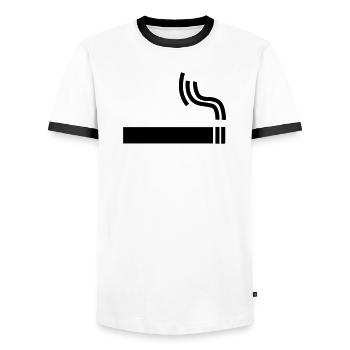 Cigarette Cigarette smoking break - Men's Ringer Shirt - white/black - Front - AI Model Female 172 light (172cm) & AI Model Male 178 dark (178cm)