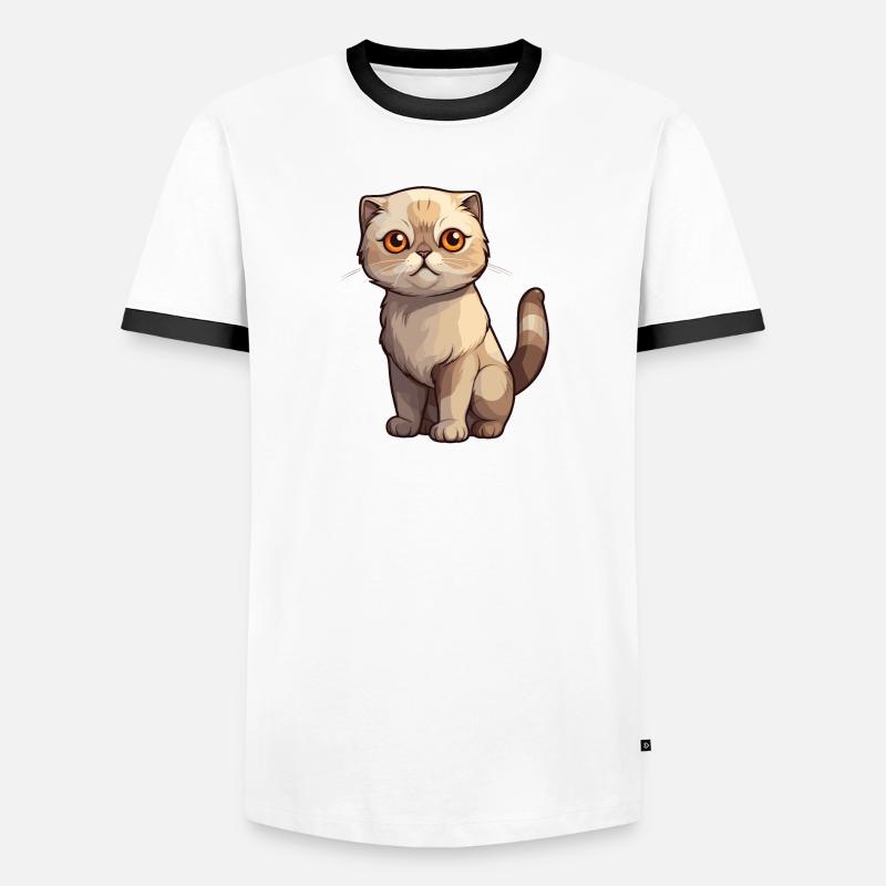 Bad-tempered Scottish Fold kitten - Men's Ringer Shirt - white/black