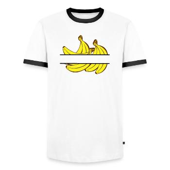 Banana banner with yellow bananas - Men's Ringer Shirt - white/black - Front - AI Model Female 172 light (172cm) & AI Model Male 178 dark (178cm)