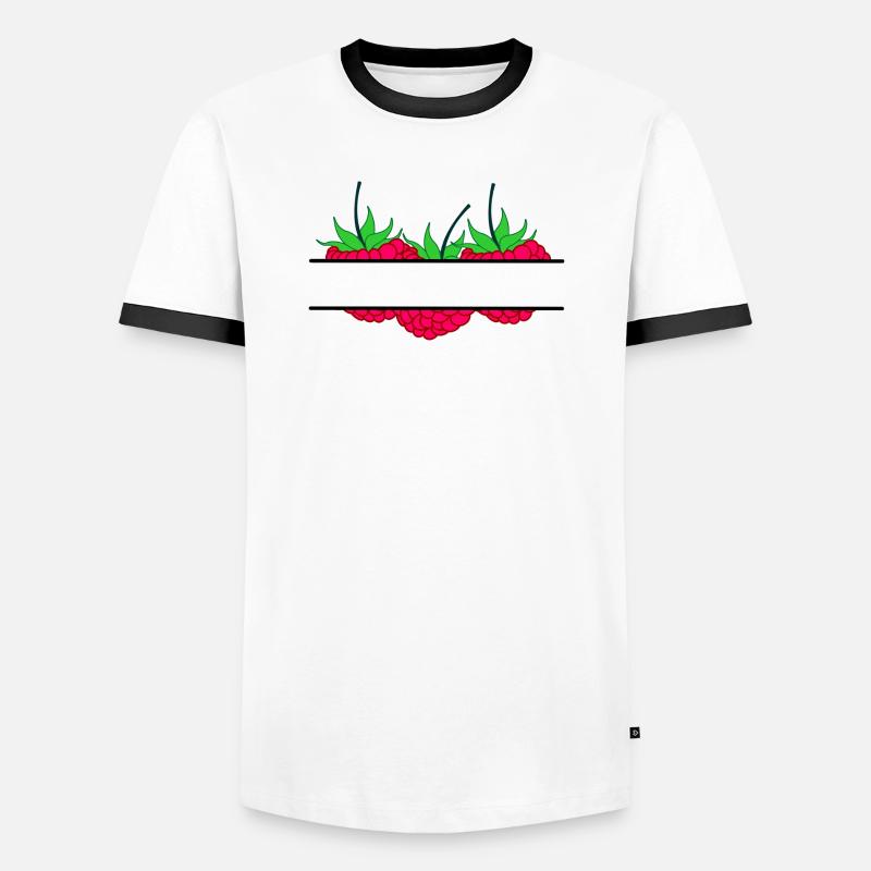 Raspberry banner red raspberry - Men's Ringer Shirt - white/black