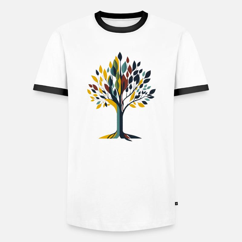 Baum - Männer Kontrast-T-Shirt - Weiß/Schwarz