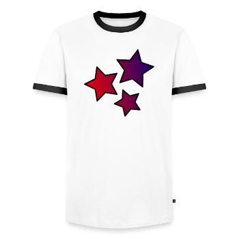 STAR. STARS. STAR. FEAST. ANNIVERSARY. CHRISTMAS - Men's Ringer Shirt - white/black - Front - AI Model Female 172 light (172cm) & AI Model Male 178 dark (178cm)