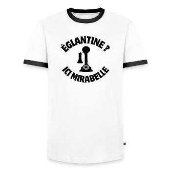 la septième compagnie, film culte, 7ème compagnie - T-shirt contrasté Homme - blanc/noir - Devant - AI Model Female 172 light (172cm) & AI Model Male 178 dark (178cm)