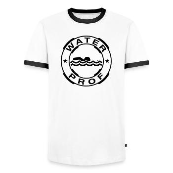 WaterProf - Männer Kontrast-T-Shirt - Weiß/Schwarz - Vorne - AI Model Female 172 light (172cm) & AI Model Male 178 dark (178cm)