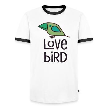 Love Bird Green - Men's Ringer Shirt - white/black - Front - AI Model Female 172 light (172cm) & AI Model Male 178 dark (178cm)