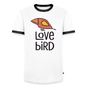 Love Bird Red - Men's Ringer Shirt - white/black - Front - AI Model Female 172 light (172cm) & AI Model Male 178 dark (178cm)