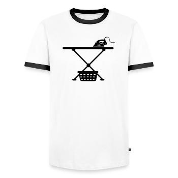 Srichplak en fer et panier à linge - T-shirt contrasté Homme - blanc/noir - Devant - AI Model Female 172 light (172cm) & AI Model Male 178 dark (178cm)