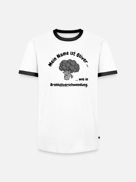 Brokkoliverschwendung - Männer Kontrast-T-Shirt - Weiß/Schwarz