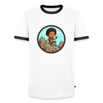 Afro Schwarz Kind Junge Mädchen Empowerment Mädche - Männer Kontrast-T-Shirt - Weiß/Schwarz - Vorne - AI Model Female 172 light (172cm) & AI Model Male 178 dark (178cm)
