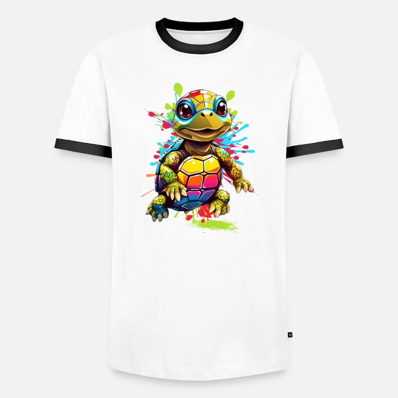 Turtle - Men's Ringer Shirt - white/black