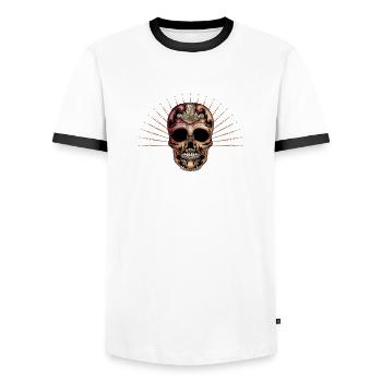 Eleganter Deko-Totenkopf - Männer Kontrast-T-Shirt - Weiß/Schwarz - Vorne - AI Model Female 172 light (172cm) & AI Model Male 178 dark (178cm)