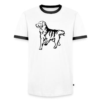Golden Retriever - Men's Ringer Shirt - white/black - Front - AI Model Female 172 light (172cm) & AI Model Male 178 dark (178cm)