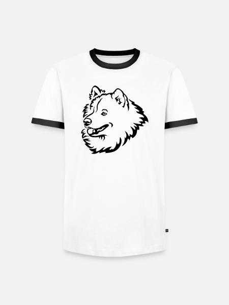 Samoyed head - Men's Ringer Shirt - white/black