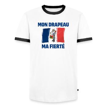 Français, drapeau Français, vive la France - T-shirt contrasté Homme - blanc/noir - Devant - AI Model Female 172 light (172cm) & AI Model Male 178 dark (178cm)