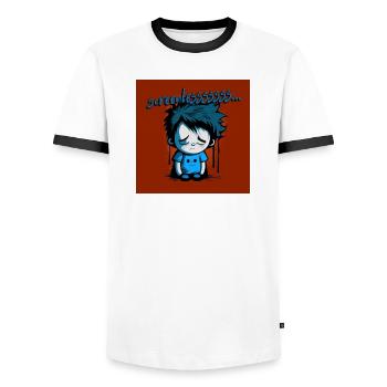 Geek - Screenlessssss 01 - Men's Ringer Shirt - white/black - Front - AI Model Female 172 light (172cm) & AI Model Male 178 dark (178cm)